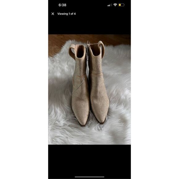 Sparkly western boots with little shiny diamonds, off-white/tan color small size - Picture 5 of 5